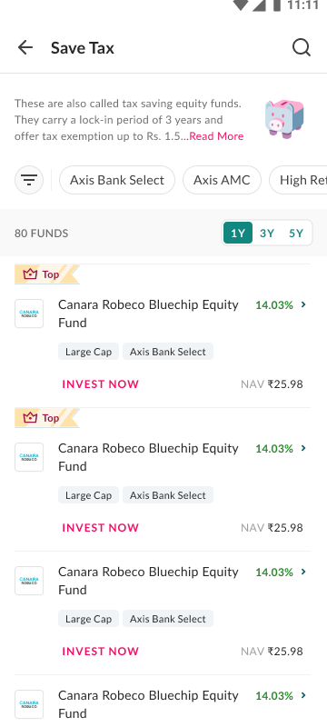 A fund category listing, the direct route for someone who already knows what they want to invest in